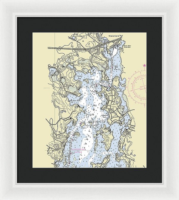 Wakefield Rhode Island Nautical Chart - Framed Print