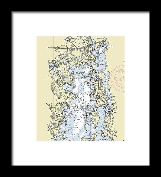 Wakefield Rhode Island Nautical Chart - Framed Print