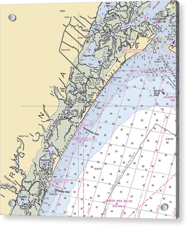 Wallops Island-virginia Nautical Chart - Acrylic Print