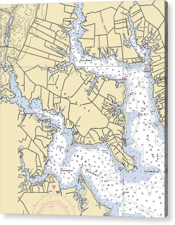 Ware Neck-Virginia Nautical Chart  Acrylic Print