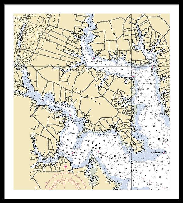 Ware Neck-virginia Nautical Chart - Framed Print