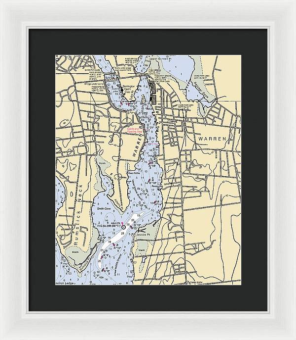 Warren-rhode Island Nautical Chart - Framed Print