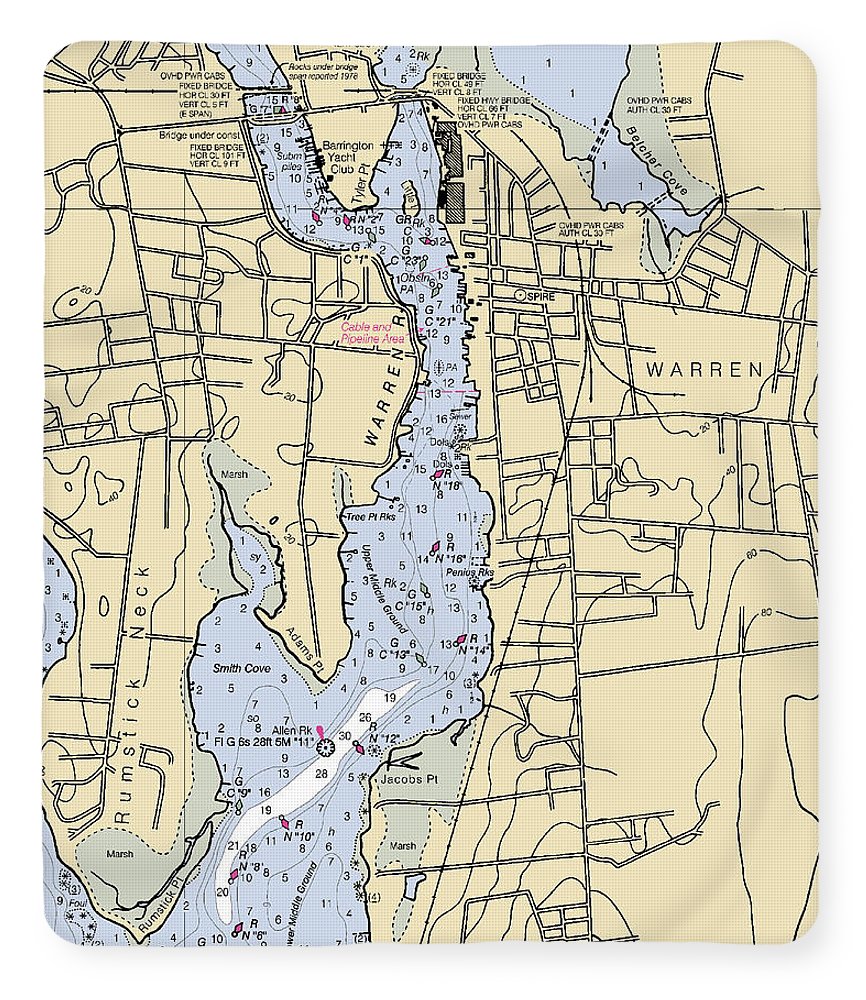 Warren-rhode Island Nautical Chart - Blanket