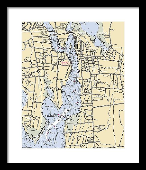 Warren-rhode Island Nautical Chart - Framed Print