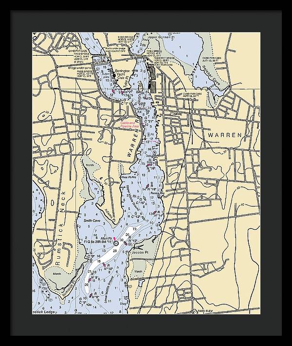 Warren-rhode Island Nautical Chart - Framed Print