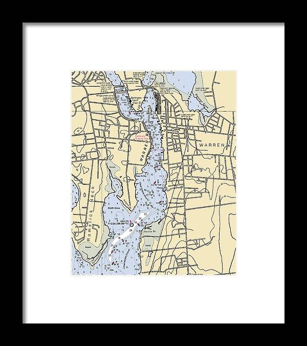 Warren-rhode Island Nautical Chart - Framed Print