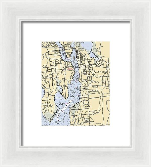 Warren-rhode Island Nautical Chart - Framed Print