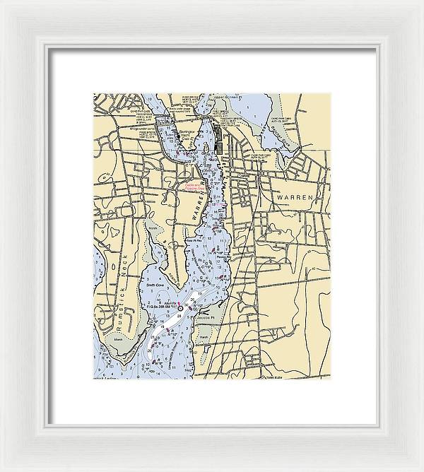 Warren-rhode Island Nautical Chart - Framed Print