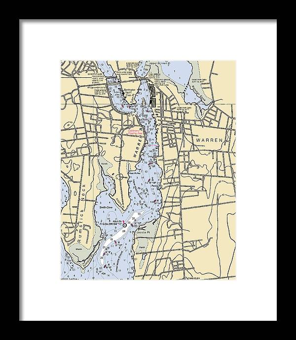 Warren-rhode Island Nautical Chart - Framed Print