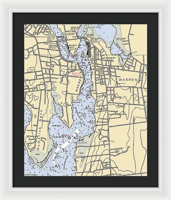 Warren-rhode Island Nautical Chart - Framed Print