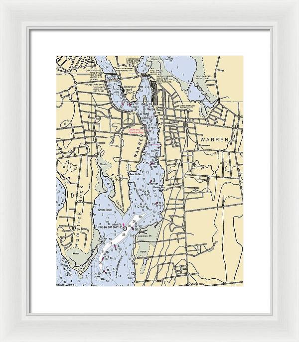 Warren-rhode Island Nautical Chart - Framed Print