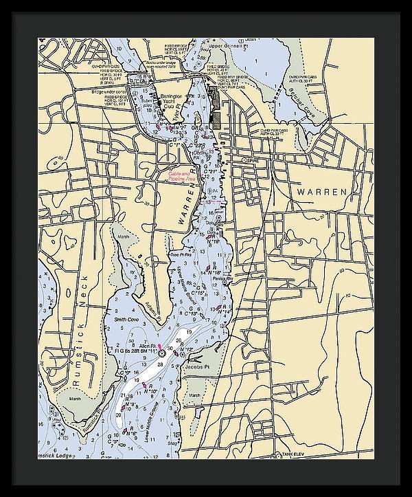 Warren-rhode Island Nautical Chart - Framed Print