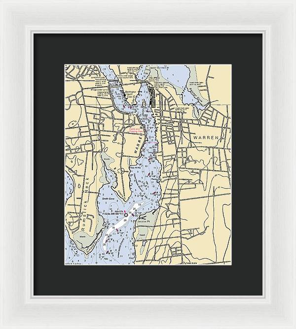 Warren-rhode Island Nautical Chart - Framed Print