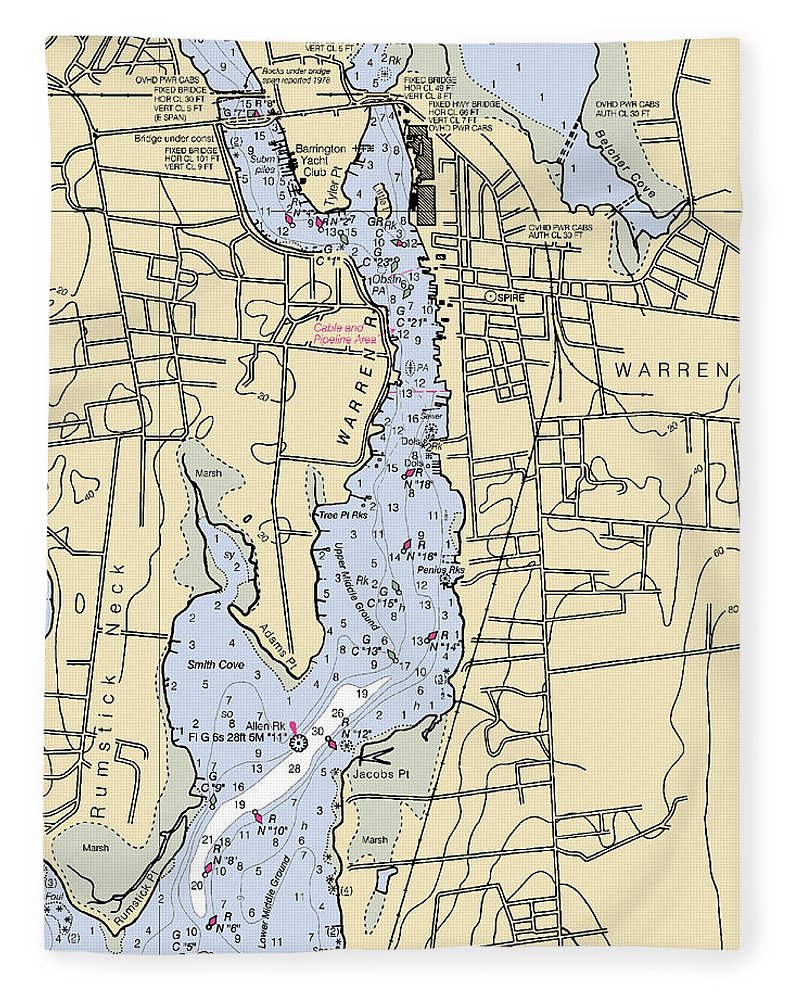 Warren-rhode Island Nautical Chart - Blanket