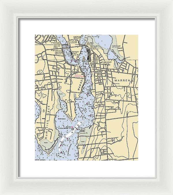 Warren-rhode Island Nautical Chart - Framed Print