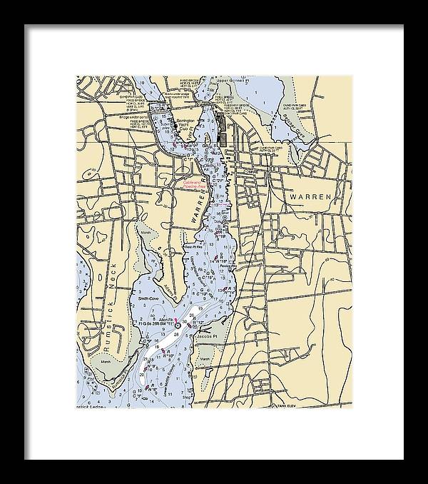 Warren-rhode Island Nautical Chart - Framed Print