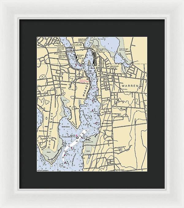 Warren-rhode Island Nautical Chart - Framed Print