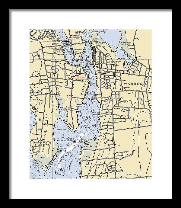 Warren-rhode Island Nautical Chart - Framed Print