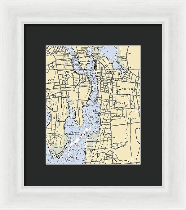 Warren-rhode Island Nautical Chart - Framed Print