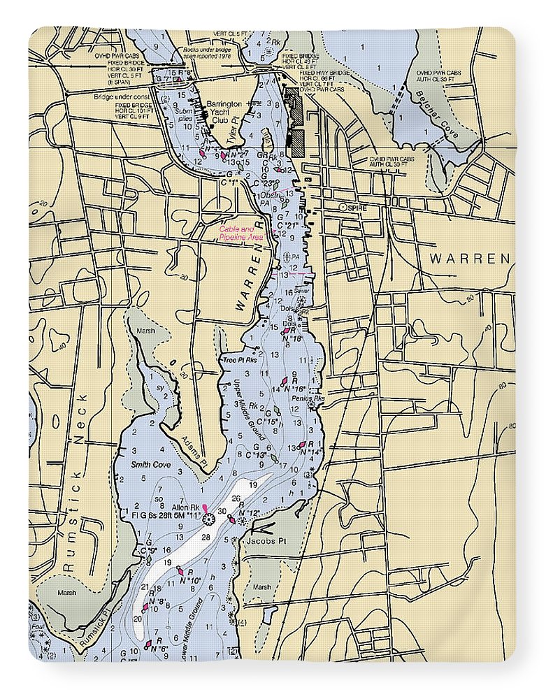 Warren-rhode Island Nautical Chart - Blanket