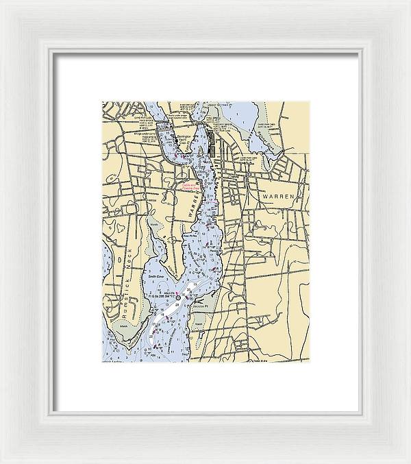 Warren-rhode Island Nautical Chart - Framed Print