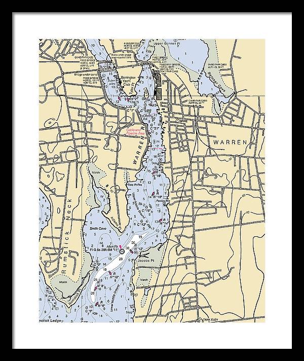 Warren-rhode Island Nautical Chart - Framed Print