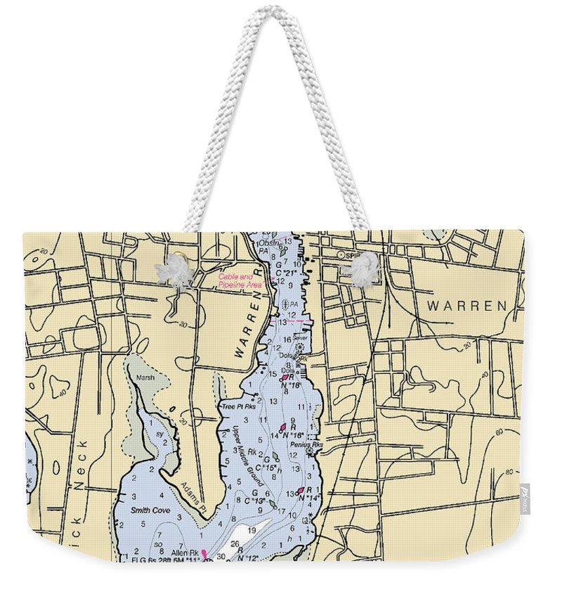 Warren-rhode Island Nautical Chart - Weekender Tote Bag