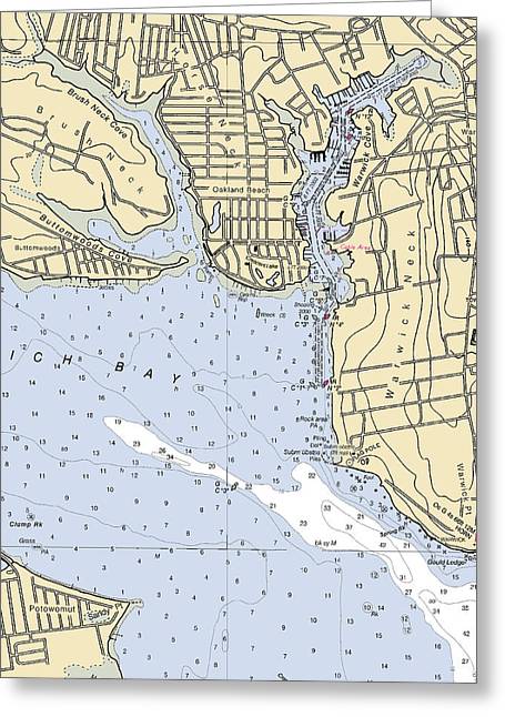 Warwick Cove-rhode Island Nautical Chart - Greeting Card