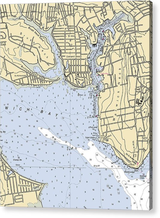 Warwick Cove-Rhode Island Nautical Chart  Acrylic Print