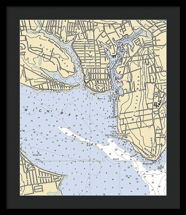 Warwick Cove-rhode Island Nautical Chart - Framed Print