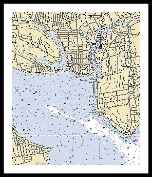 Warwick Cove-rhode Island Nautical Chart - Framed Print