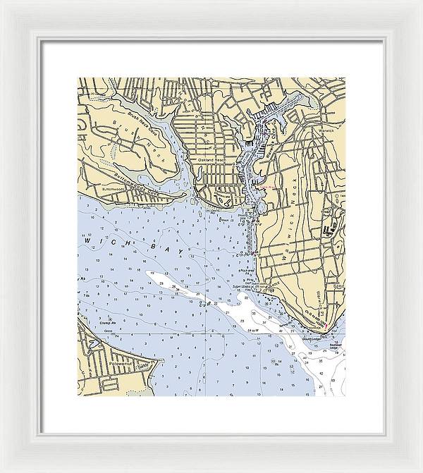 Warwick Cove-rhode Island Nautical Chart - Framed Print