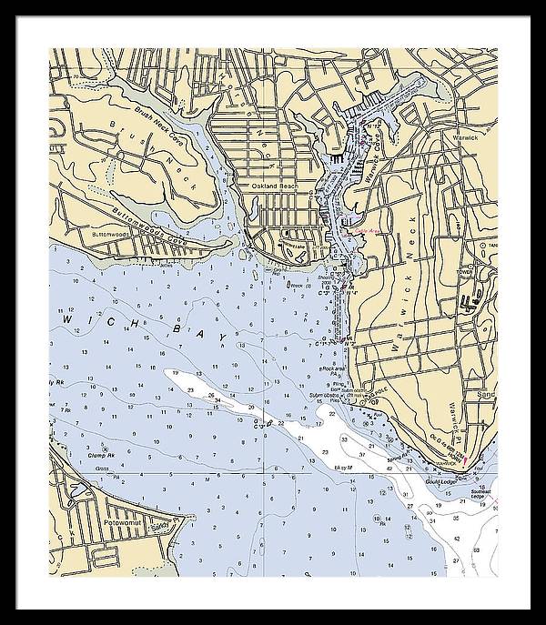 Warwick Cove-rhode Island Nautical Chart - Framed Print