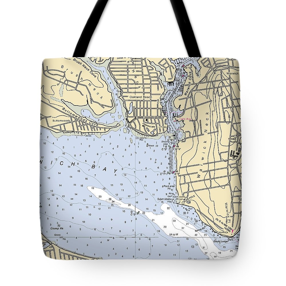 Warwick Cove-rhode Island Nautical Chart - Tote Bag