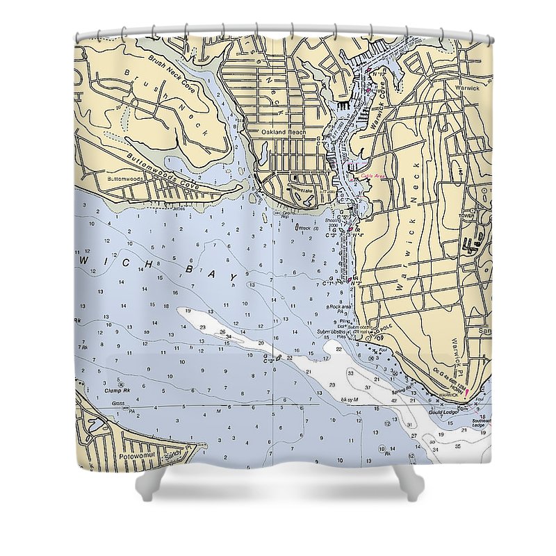 Warwick Cove Rhode Island Nautical Chart Shower Curtain