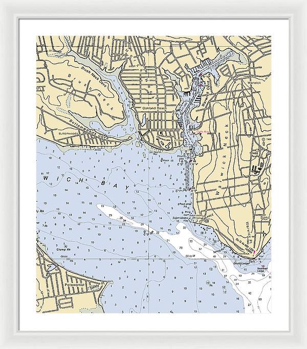 Warwick Cove-rhode Island Nautical Chart - Framed Print