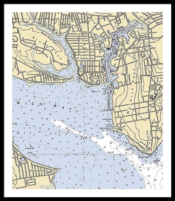 Warwick Cove-rhode Island Nautical Chart - Framed Print