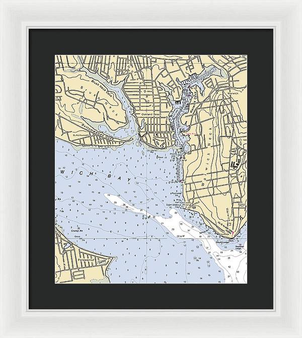 Warwick Cove-rhode Island Nautical Chart - Framed Print