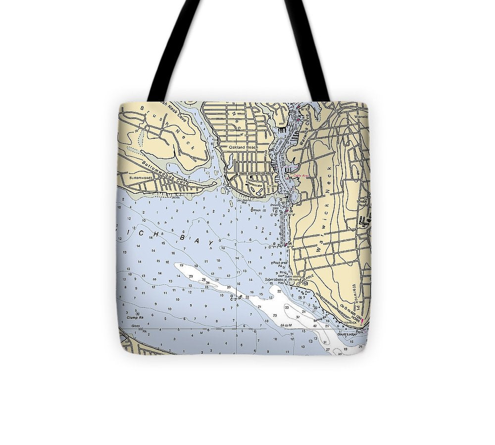 Warwick Cove Rhode Island Nautical Chart Tote Bag