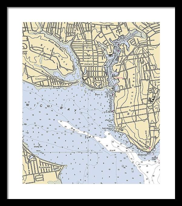 Warwick Cove-rhode Island Nautical Chart - Framed Print