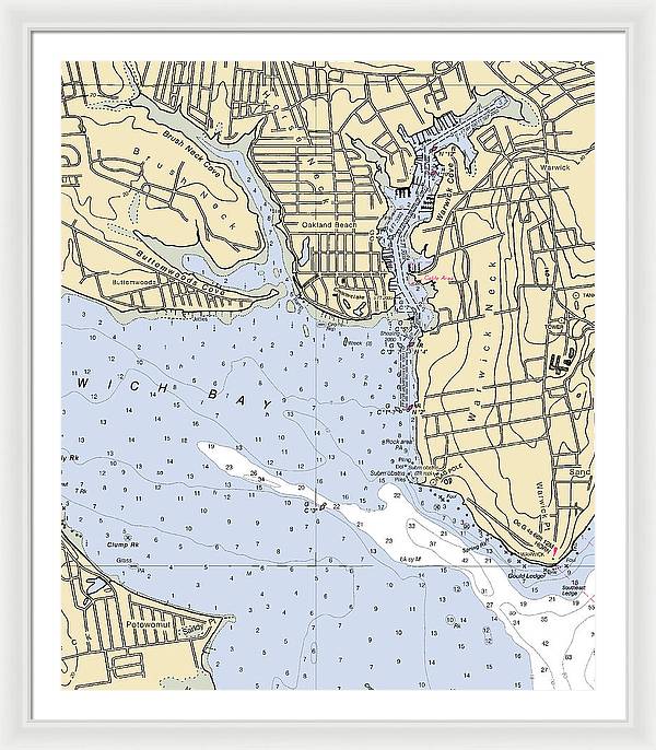 Warwick Cove-rhode Island Nautical Chart - Framed Print