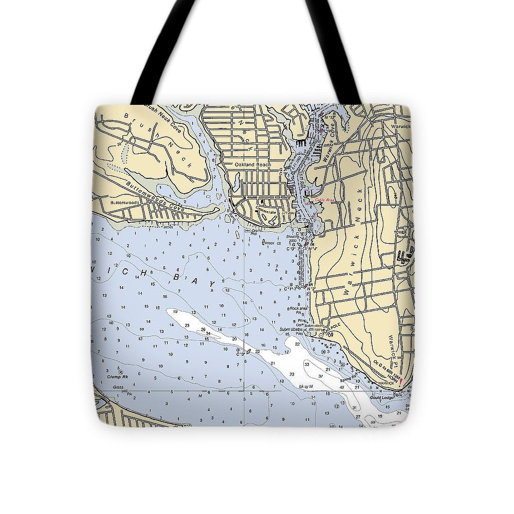 Warwick Cove-rhode Island Nautical Chart - Tote Bag