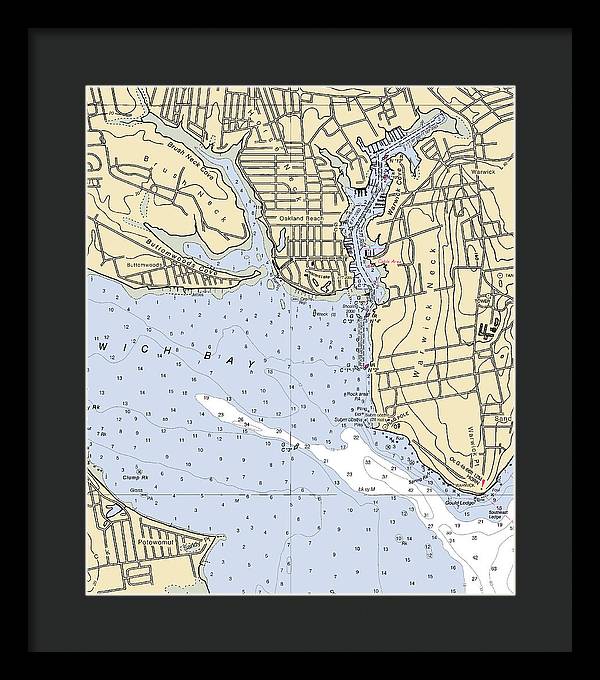 Warwick Cove-rhode Island Nautical Chart - Framed Print