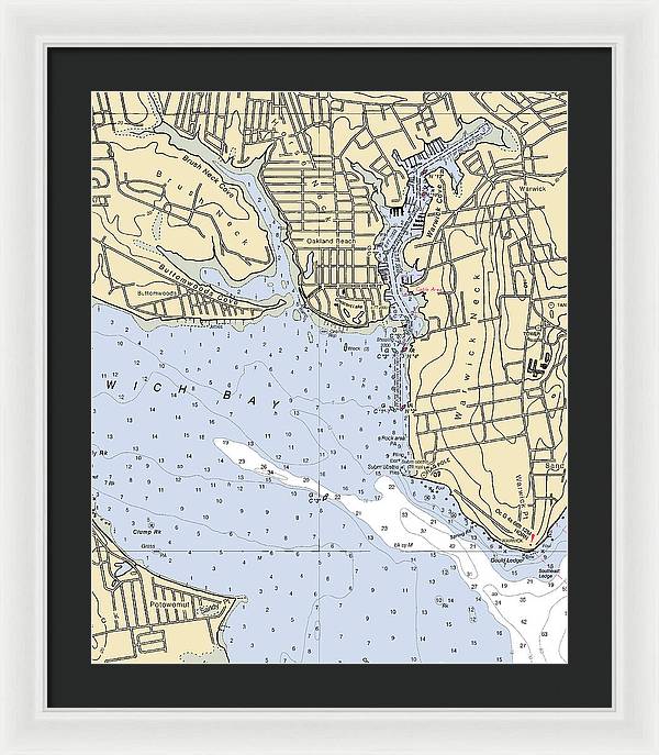 Warwick Cove-rhode Island Nautical Chart - Framed Print