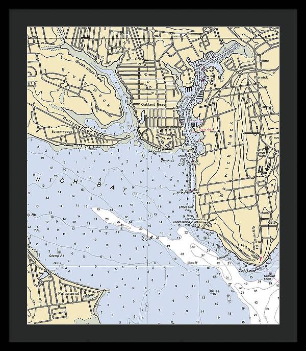 Warwick Cove-rhode Island Nautical Chart - Framed Print