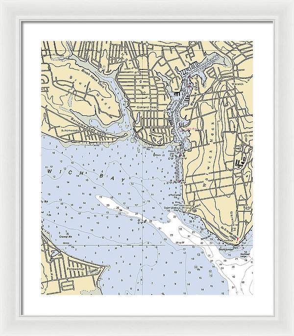 Warwick Cove-rhode Island Nautical Chart - Framed Print