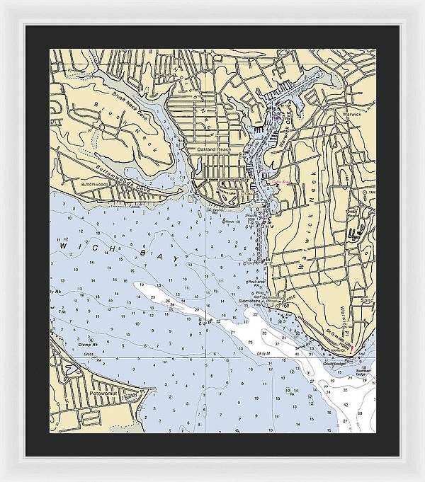 Warwick Cove-rhode Island Nautical Chart - Framed Print