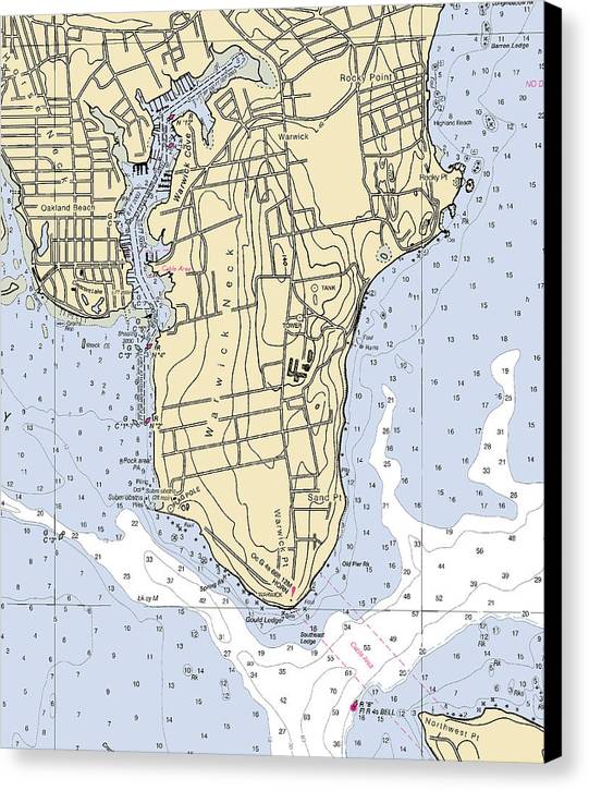 Warwick Neck-rhode Island Nautical Chart - Canvas Print