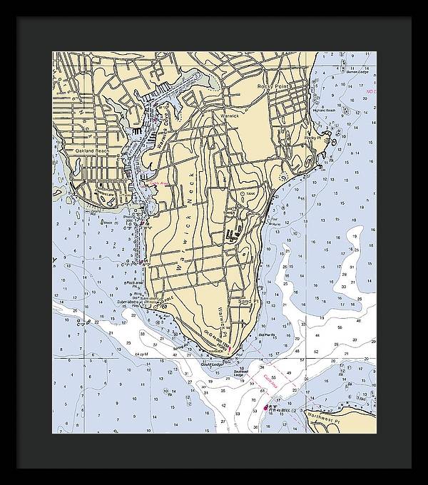 Warwick Neck-rhode Island Nautical Chart - Framed Print