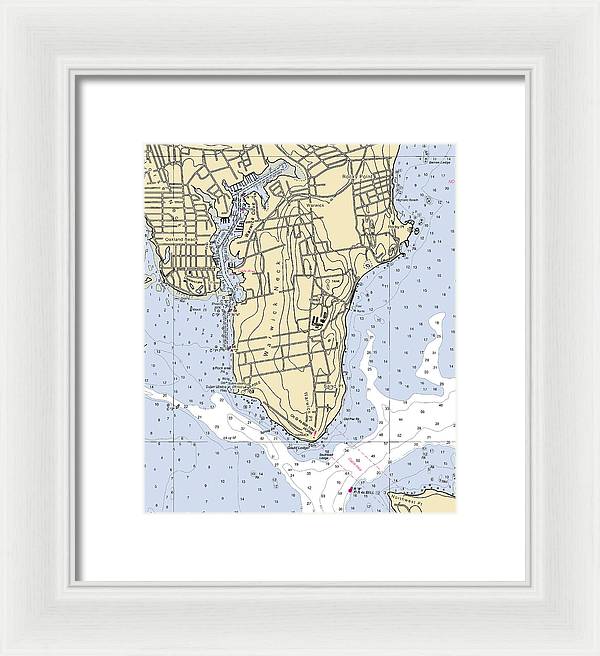 Warwick Neck-rhode Island Nautical Chart - Framed Print